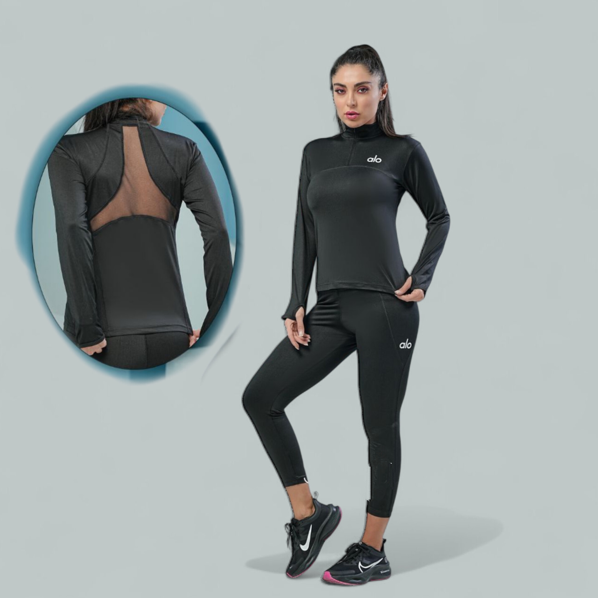 ست بلوز نیم زیپ و شلوار الو زنانه ورزشی