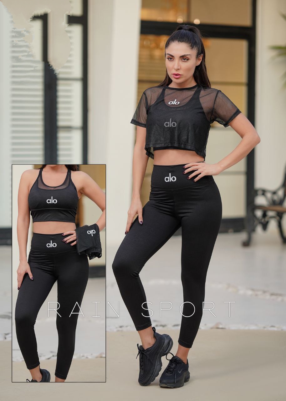 ست نیمتنه و لگ و کاور توری ورزشی زنانه الو ( سه تیکه )